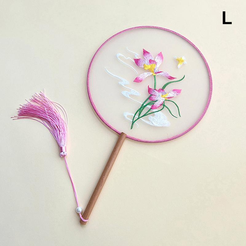 Chinese Ancient Style Round Fan Silk Embroidered Cheongsam Fan Dance Performance Photography Props Home Decor