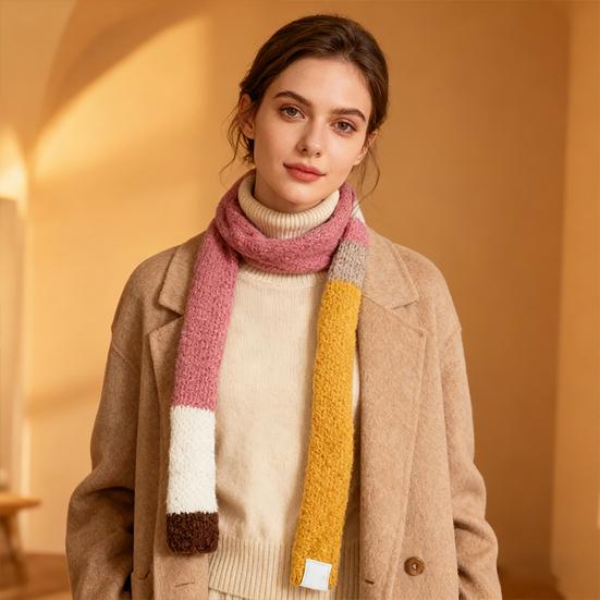 Long Scarf Rainbow Striped Skinny Fuzzy Fluffy Neckerchief Soft Touch Autumn Winter Knitting Scarf Outfit Accessories