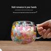 Creative Double-Layer High Borosilicate Glass Cup with Real Dried Flowers, Ideal for Milk or Juice