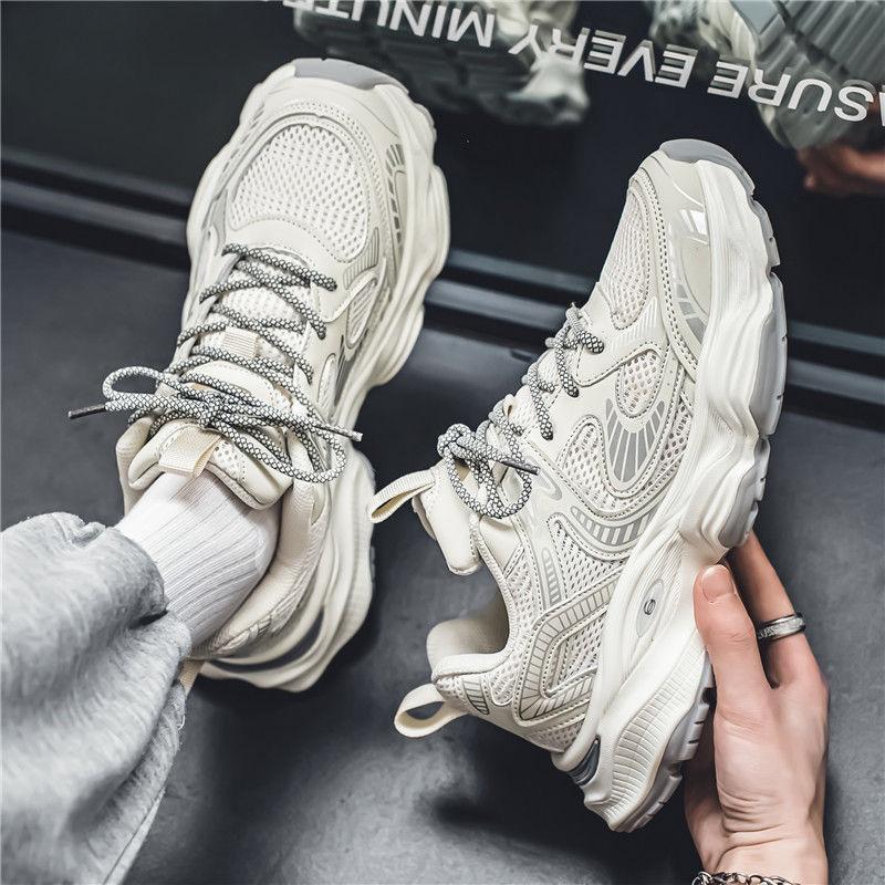 Spring Men's Breathable Mesh Shoes Versatile Thick-soled Sports Shoes Casual Dad Shoes