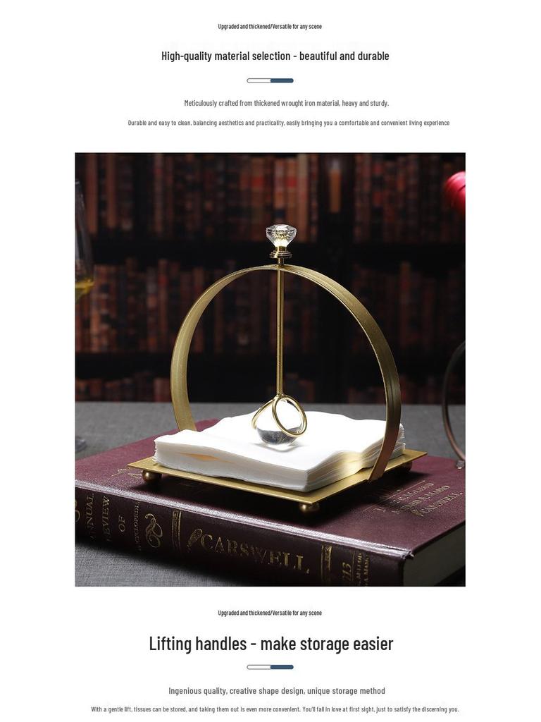 Luxury Crystal Tissue Holder: Elegant Metal Stand for Home or Office Decor