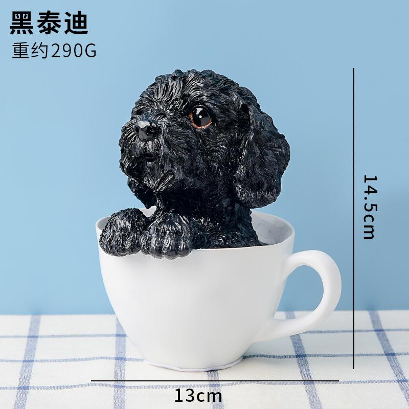 Home Decoration Cute Resin Dog Table Living Room Decoration Tea Cup Simulation Dog on Desk resin dog statues cute dog home deocr