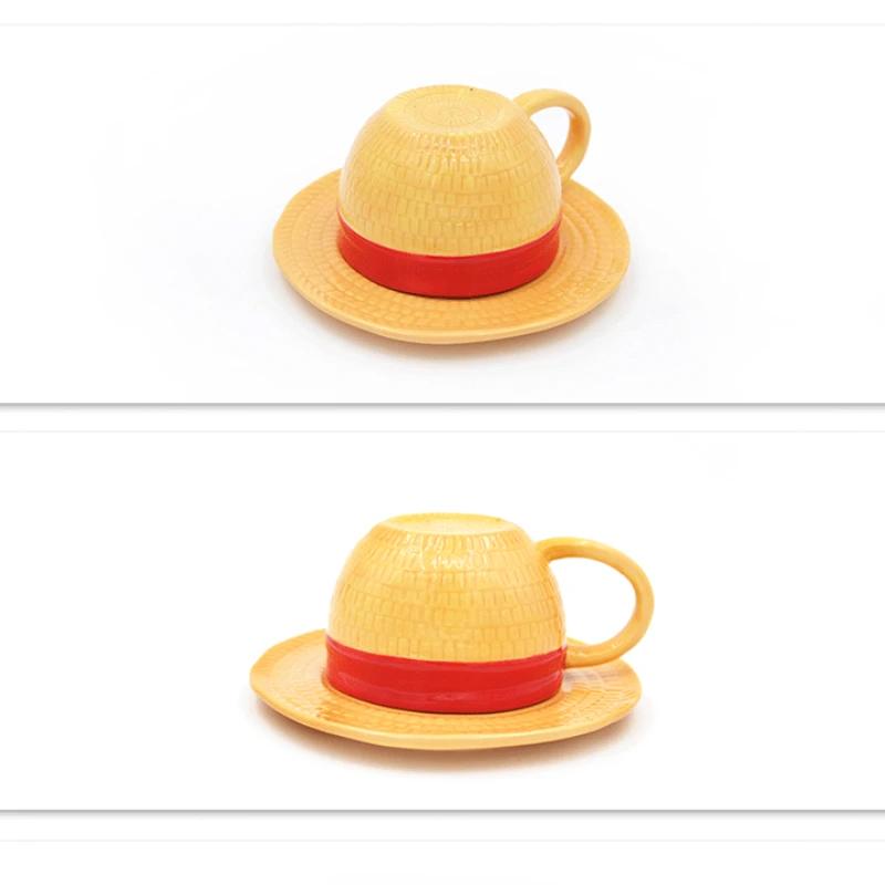 One Piece Creative Ceramic Cup Three Brothers Luffy Ace Sabo Hat Shaped Coffee Cup Set for Kids Drinking Water Tea Cups Gifts