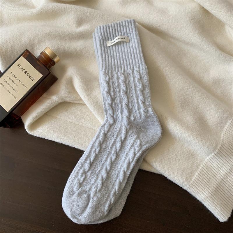 Women's Autumn and Winter Style Thick Plush Warm Twist Cloth Standard Wool Sleep Long Pile Socks