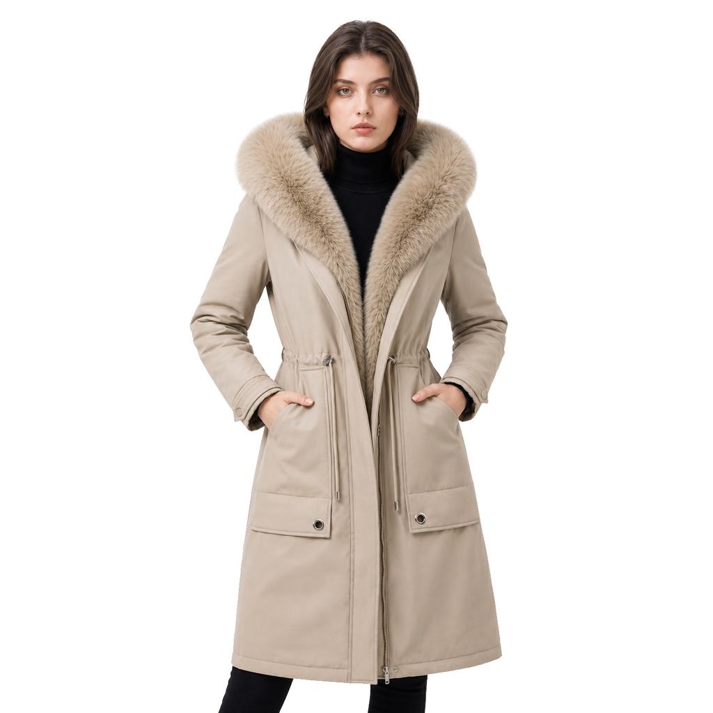 Winter casual medium and long thickened large fur collar warm bread clothes cotton coat