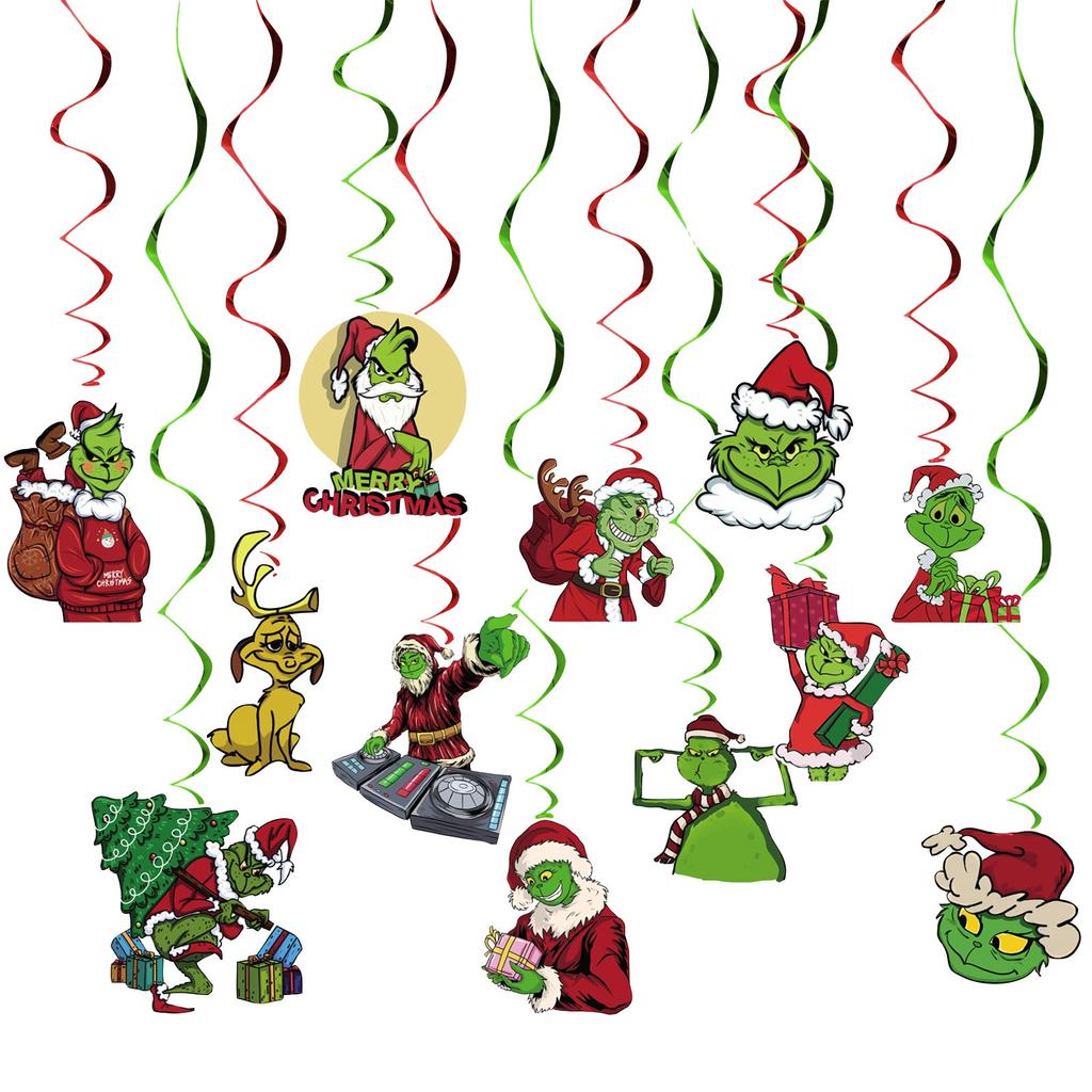 12 Pcs Cartoon Paper Green Pendant Holiday Tree Pendant, Car Accessory Pendant Indoor And Outdoor Decoration