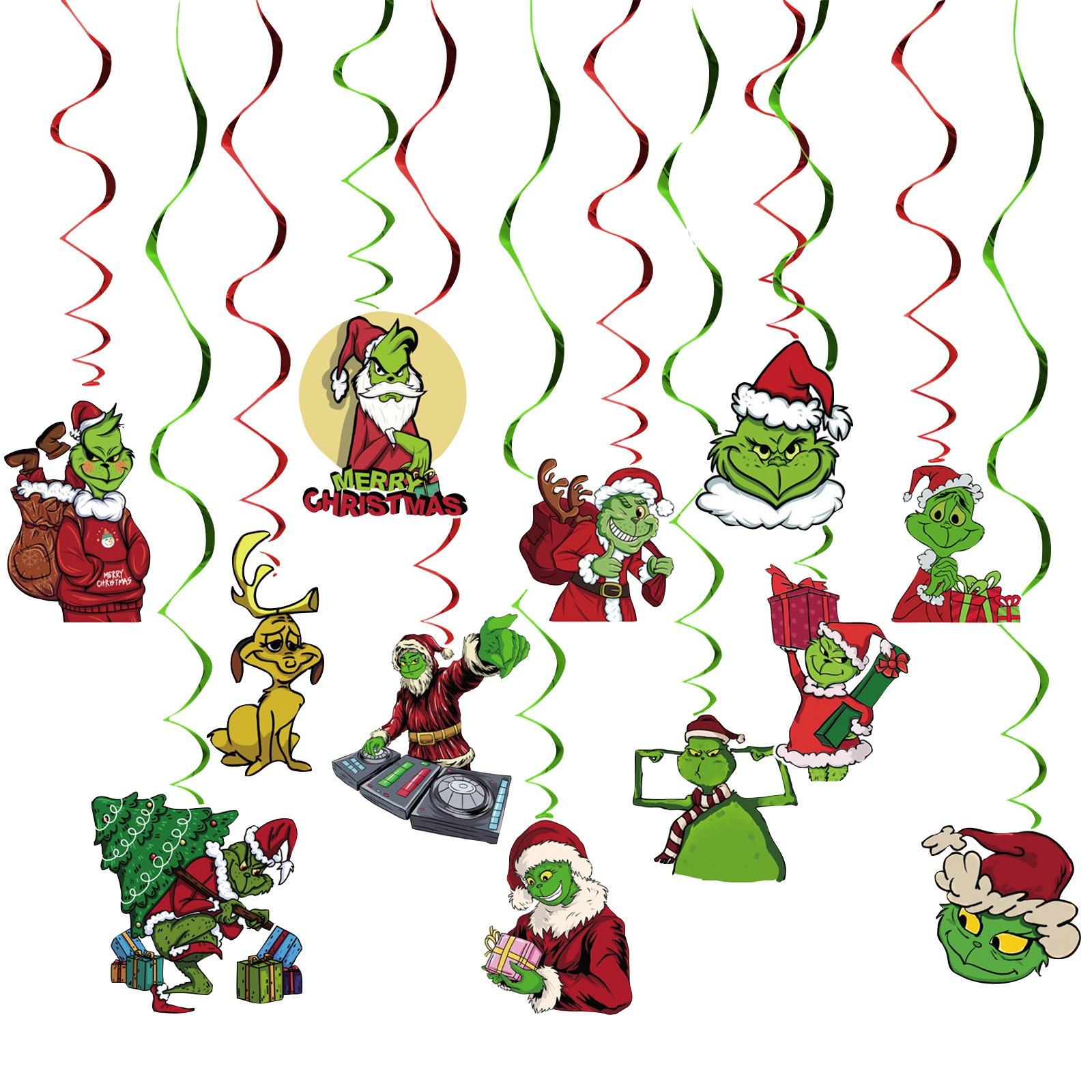 

12 Pcs Cartoon Paper Green Pendant Holiday Tree Pendant, Car Accessory Pendant Indoor And Outdoor Decoration One Size белый