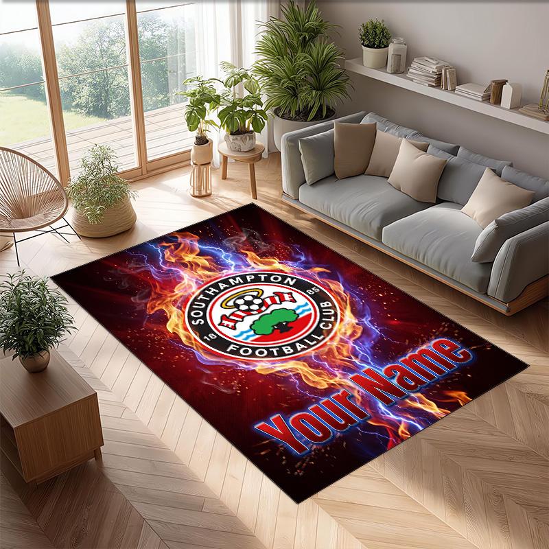 Southampton FC Printed Crystal Velvet Rug Non‑Slip Crystal Velvet Carpet For Sofa Bedroom Indoor Home Decoration