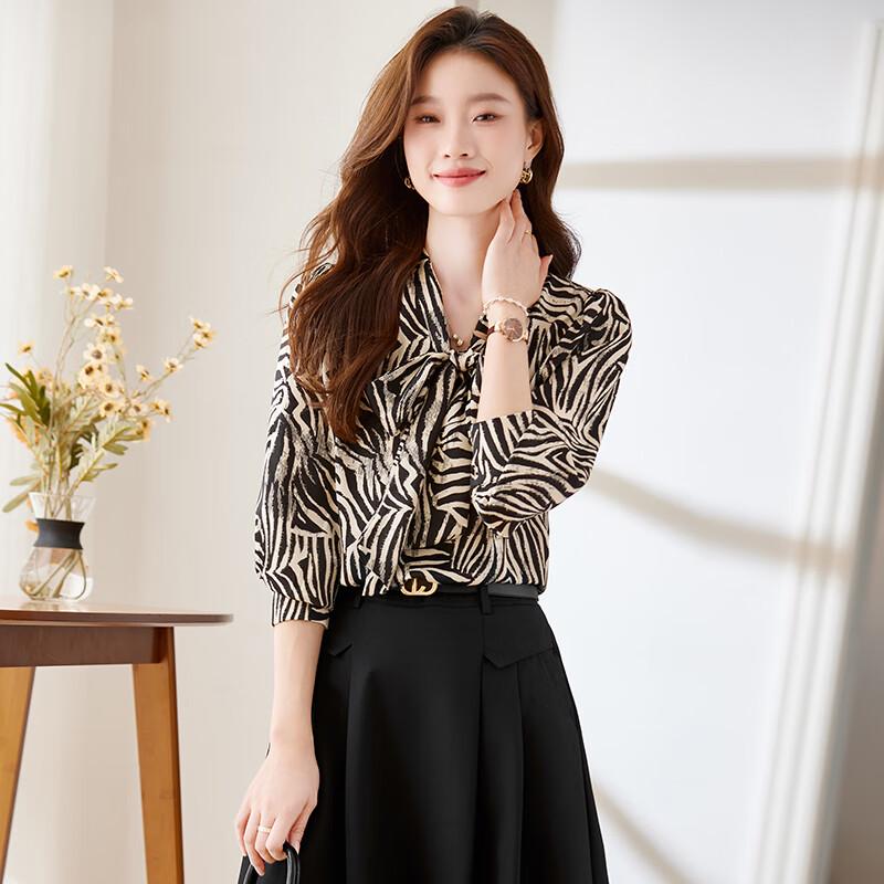 Women s Floral Chiffon Long Sleeve Blouse L