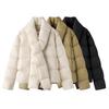 Winter 2025 Women's White Duck Down Jacket with Detachable Scarf