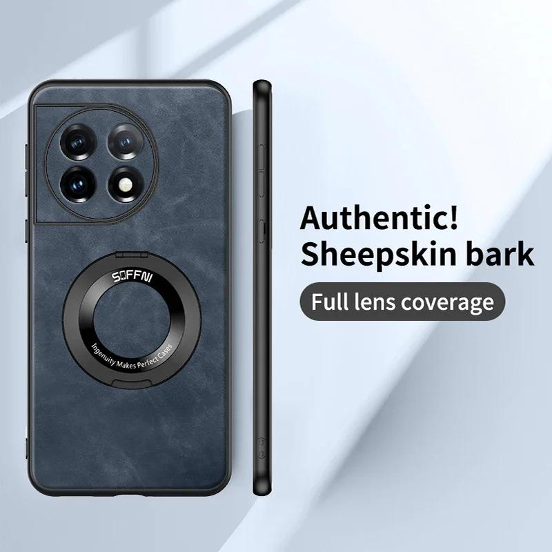 For OnePlus 13 12 11 One Plus 11 12 G For Skin Leather Matte Wireless Charging Ring Magnetic ShockProof Cover