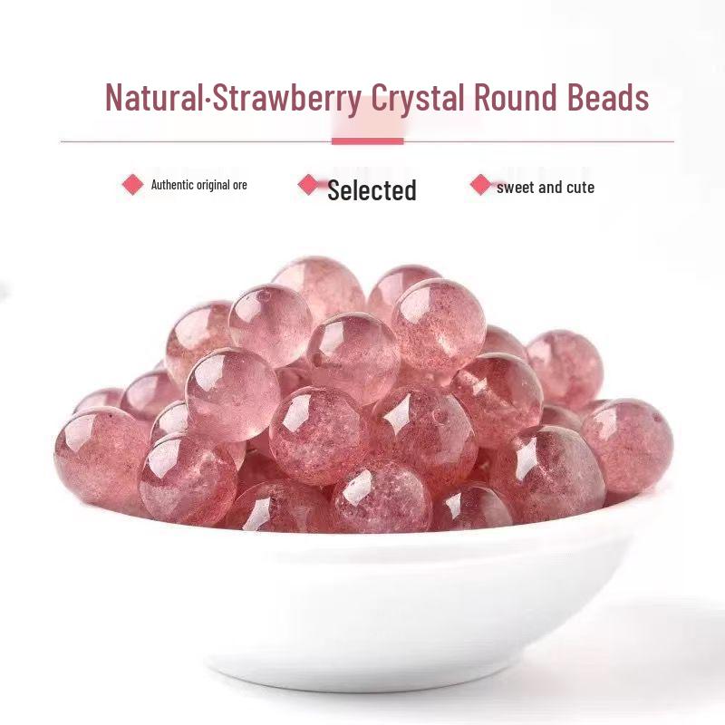 7A Strawberry Quartz Round Crystal Beads for DIY Jewelry Making - Bracelet, Necklace & Craft Accessories