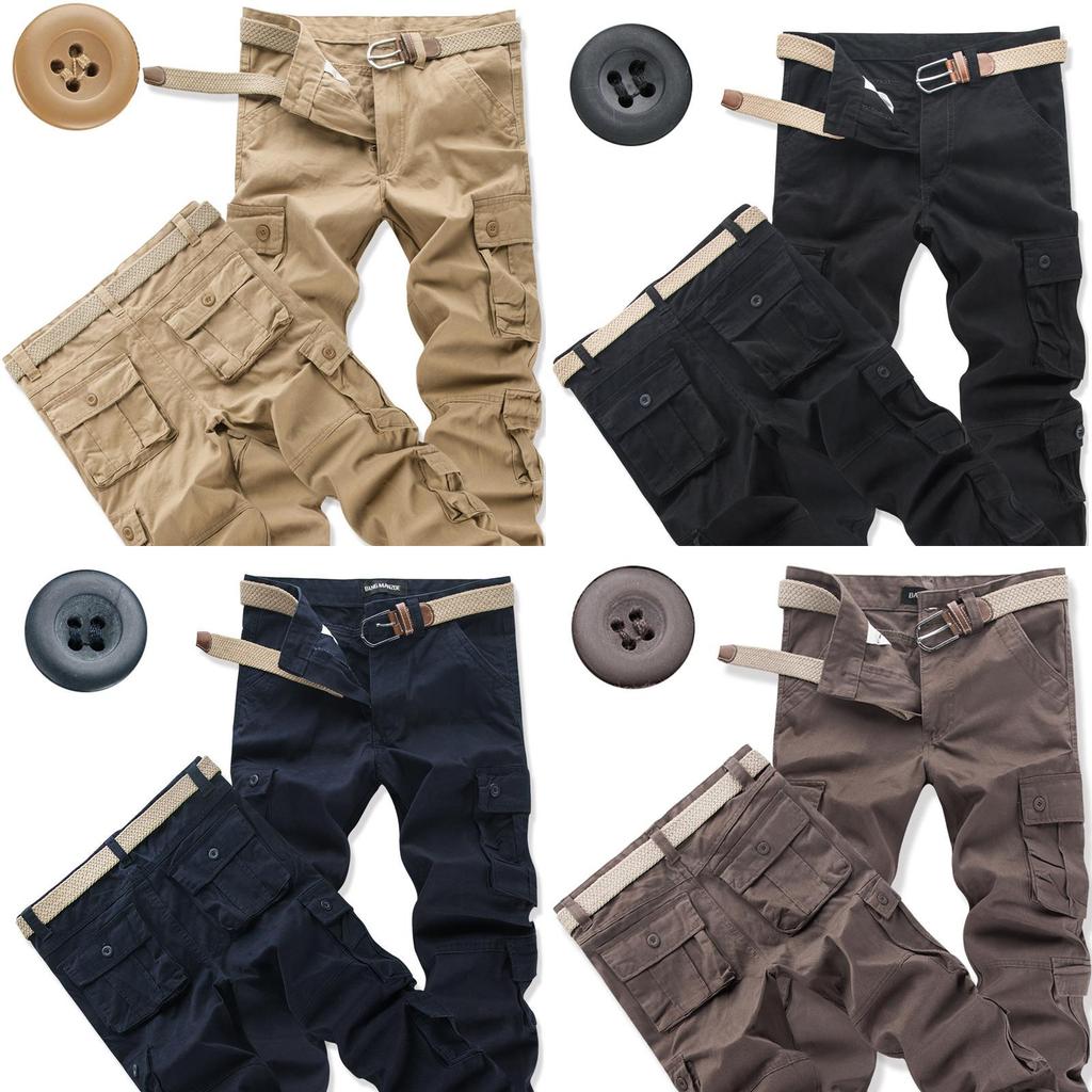 Cargo Pants Men Workwear Cotton Multipocket Durable Casual For Autumn Season