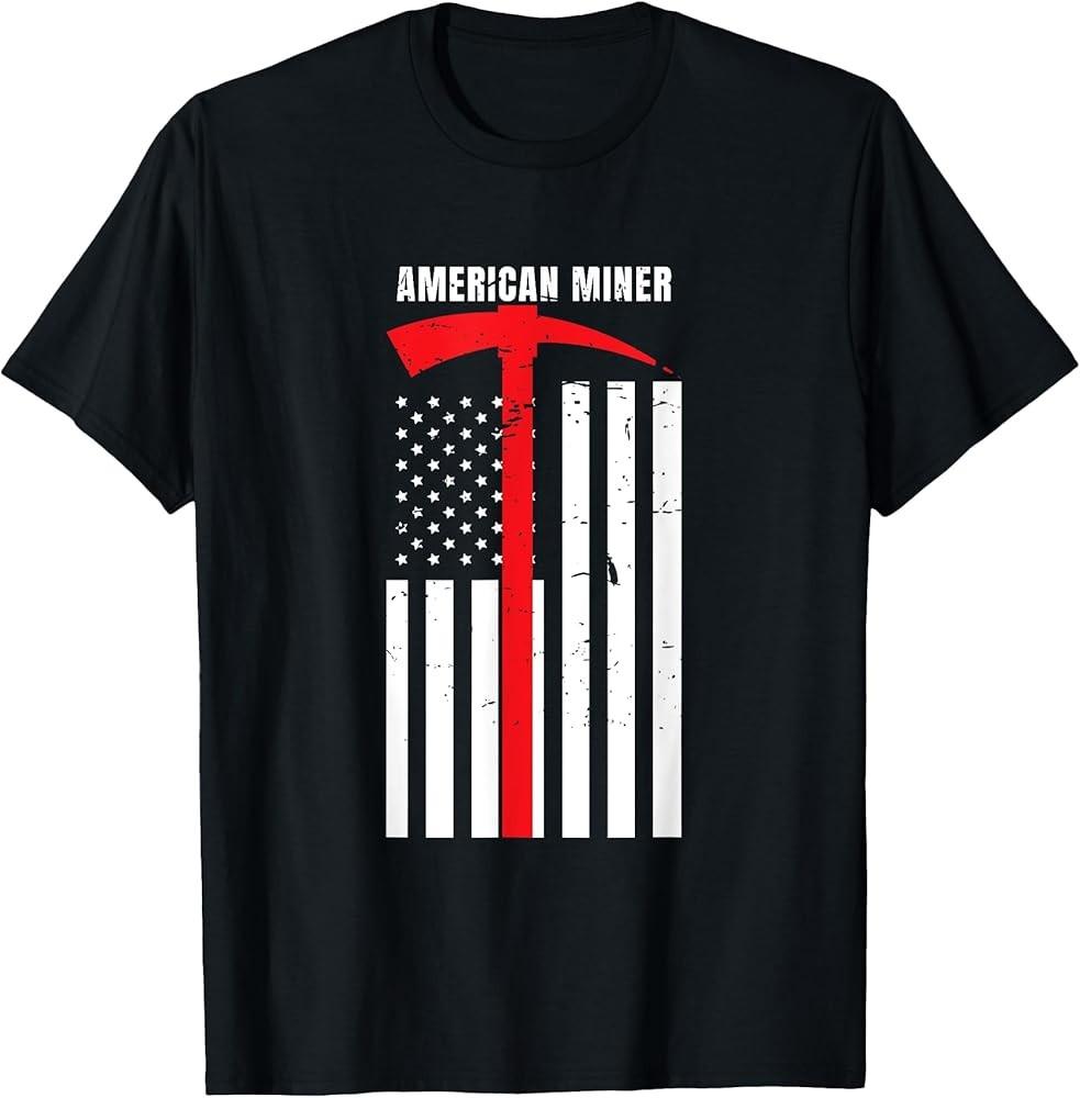 American Miner Coal Gold Pickaxe Patriotic Gift T-Shirt Unisex T-Shirt