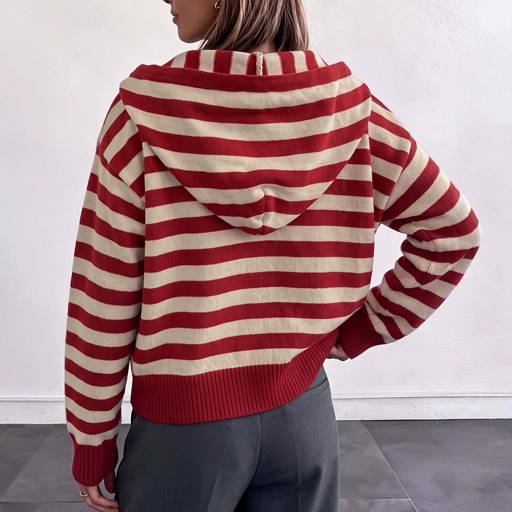 Women's Cardigan, Striped, Color-Block, Long Sleeve for Spring and Fall