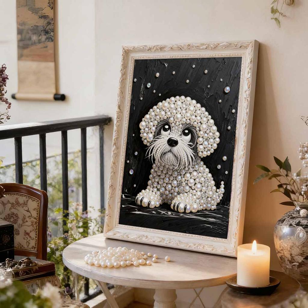 Kit Pittura Perle 5D Fai da Te Senza Cornice, Modello Cucciolo, Adatto per Decorazione Murale di Soggiorno, Camera da Letto e Altri Ambienti