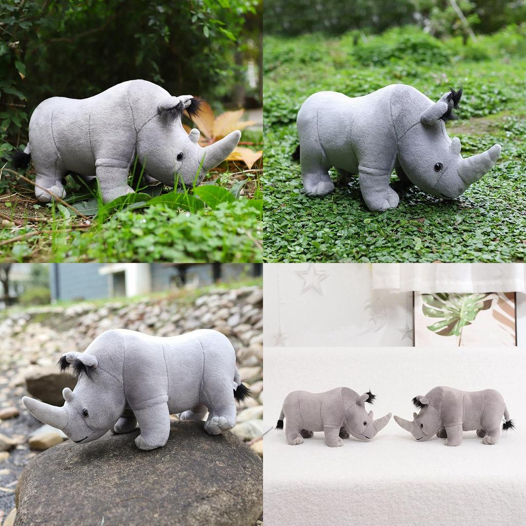 Peluche Realistico di Rinoceronte Per Ragazzi Animale Zoo Bambola Imbottita Regalo di Compleanno Per Bambini Morbido e Coccoloso