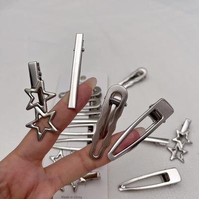 8 Pcs /Set  Metal Hair Clips Women Girls  Duckbill Hairpin Personality Bangs Side Headwear Hair Clip Styling Accessories