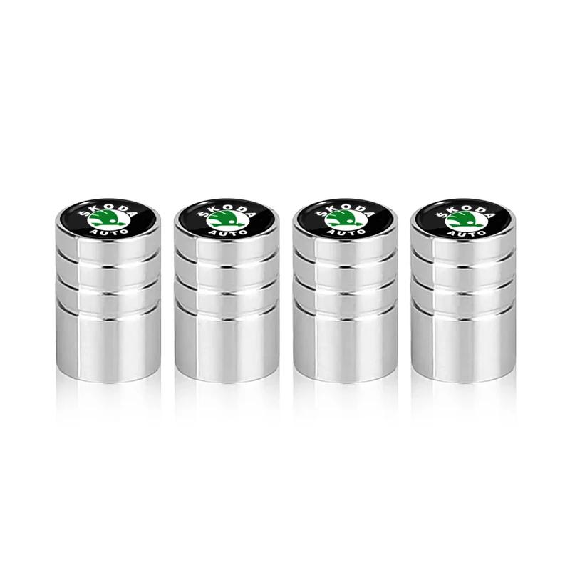 Car Sticker 2025 Hot 4Pcs Metal Car Wheel Tire Valve Caps Covers Auto Accessories For Skoda Octavia Fabia Superb Yeti Rapid Kodi