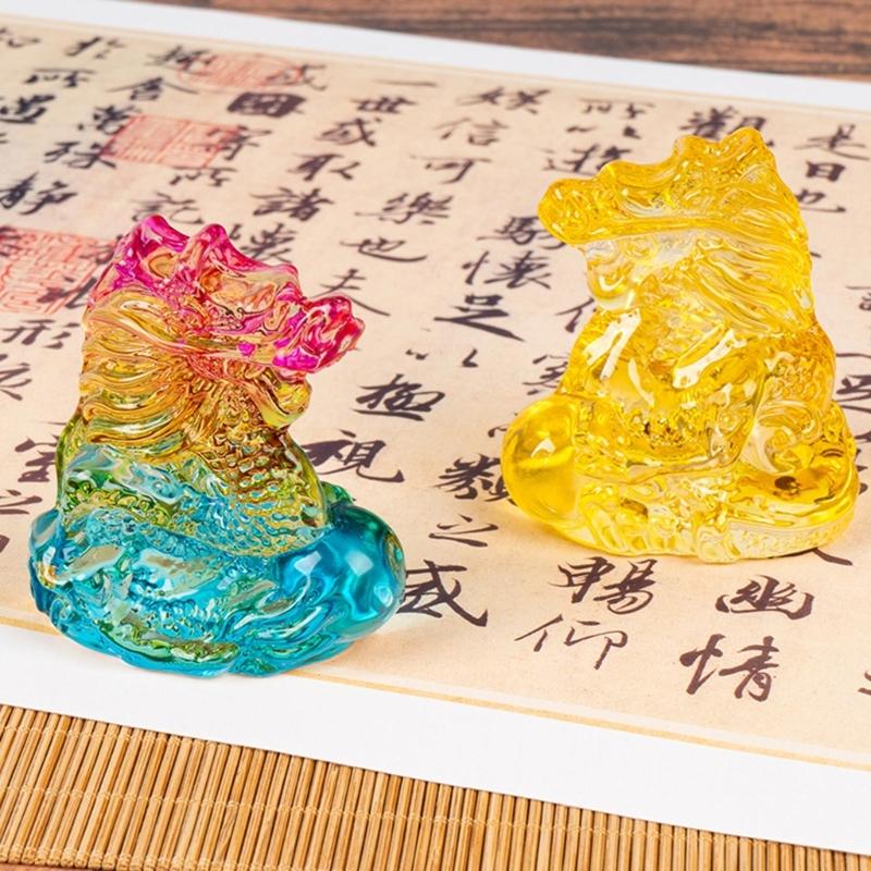 Unique Dragon Ornament Twelve Zodiac Glass Dragon Crafts Perfect New Year Gift for Feng Shui Animal Room Decor