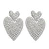 Digadagu Metallic Colorful Rhinestone Heart Earrings Women's Pop Exaggerated Dangle Earrings Party Jewelry Accessories