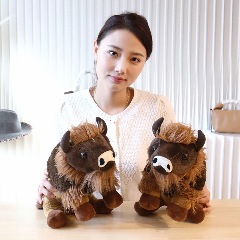 

Stuffed Bull Bull Plush Toys Long Mane Ox Stuffed Dolls Cute Cattle Animal Plush Doll Christmas 35cm