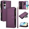 For vivo V50 Lite 4G/vivo V50 Lite 5G Leather Case 9 Card Slots Zipper Wallet Stand Phone Cover with Wrist Strap