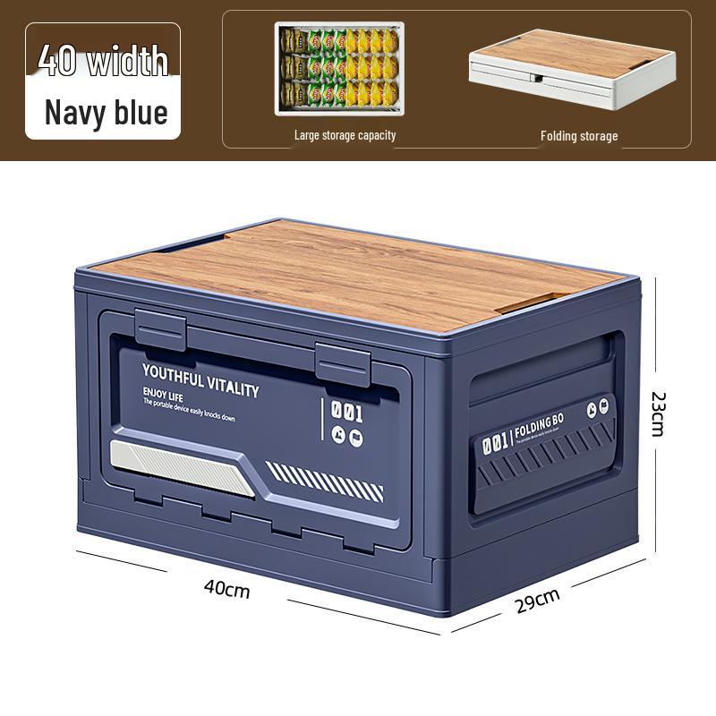 Extra Large Outdoor Storage Box: Side-Opening, Wood Lid, Foldable Camping & Car Trunk Organizer