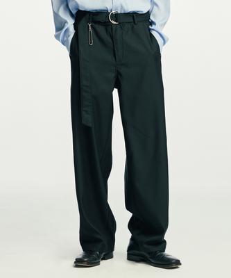 SSY Belted Pin Wide Slacks Black