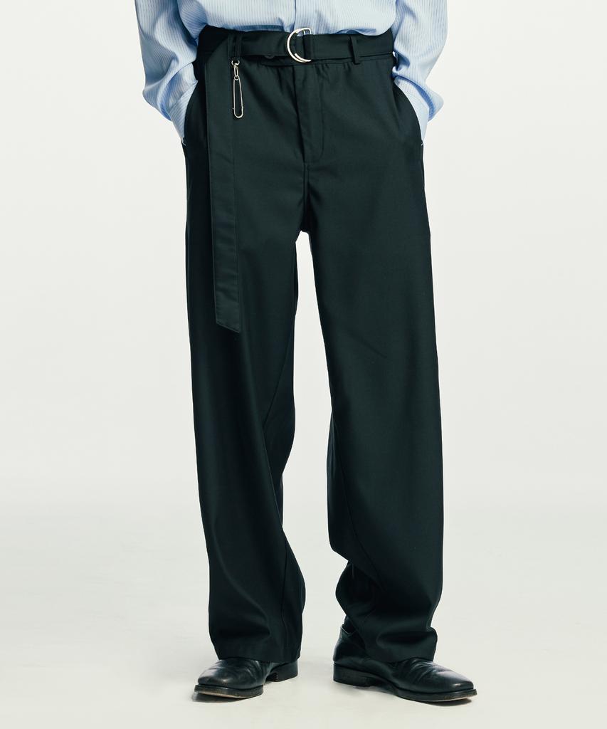 SSY Belted Pin Wide Slacks Black
