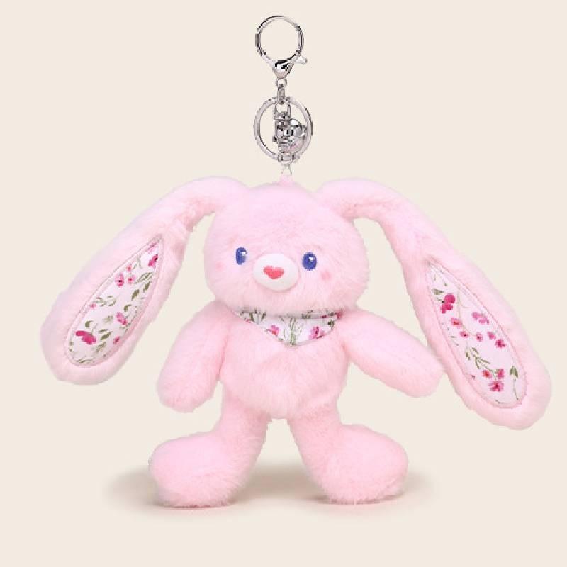 Floral Printed Bunny Plush Keychain Toy Pendant Cartoon Stuffed Doll Kids Gift