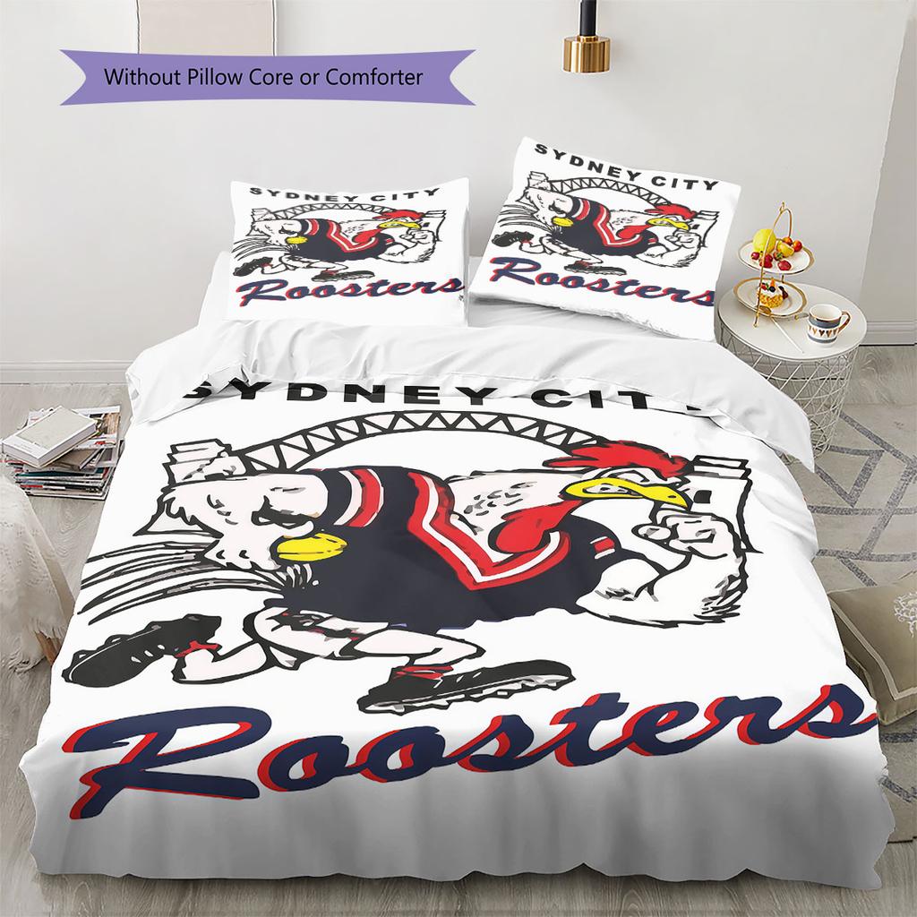 Sydney Roosters Legacy Bedding Quilt Set Quilt Cover Pillowcase Home Decoration Birthday Gift (1 * Duvet Cover + 2 * Pillowcase, Without Core)
