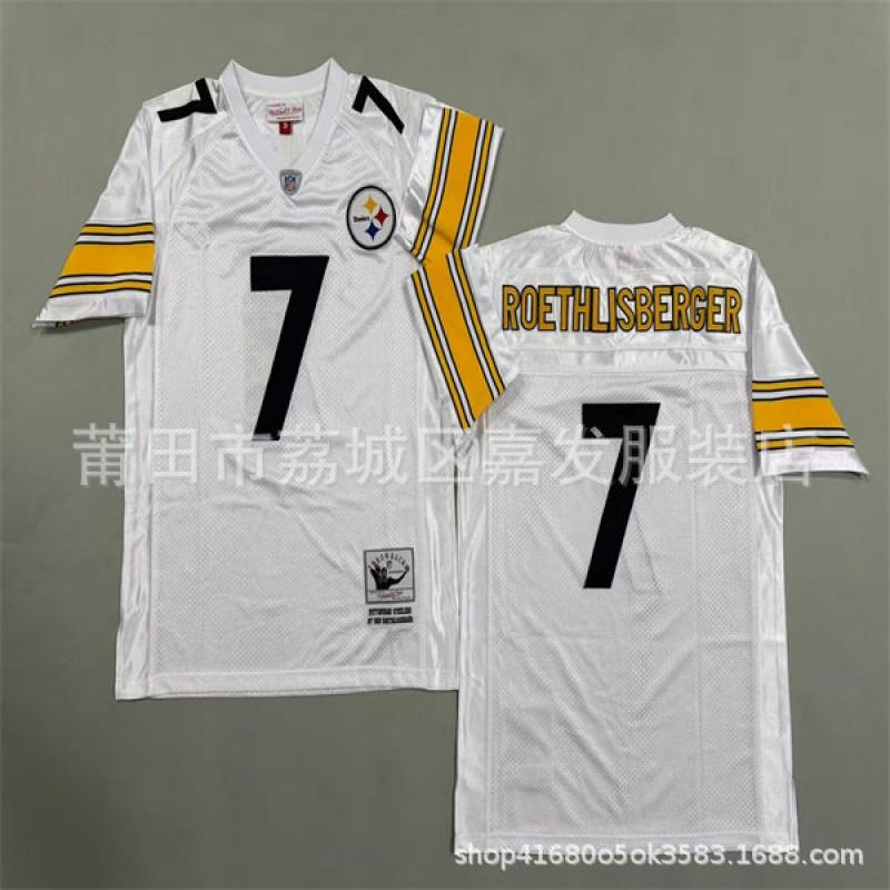 Pittsburgh Steelers Vintage NFL Football Jersey Men Cotton Embroidered Training Shirt Rugby Sport Wear