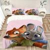 Juego de Edredón Estampado de 3 Piezas Zootopia Nick y Judy Suave y Cómodo Funda de Edredón para Dormitorio, Habitación de Invitados Juego de Ropa de Cama S102