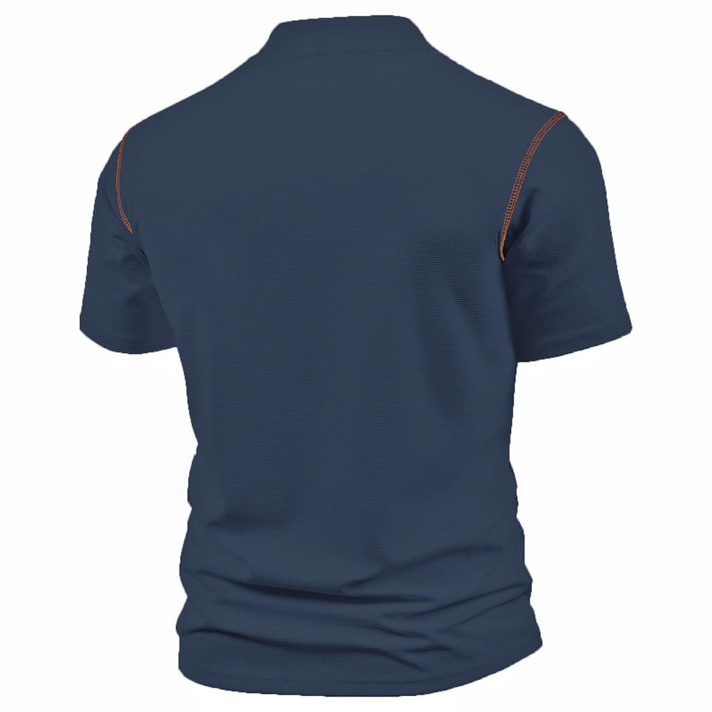 Men  Standing Collar  Leisure  Short Sleeves  T-Shirt