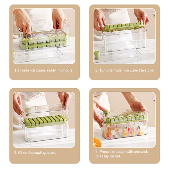 Ice Cube Trays with Bin Ice Shovel 100/200 Cavity Stackable Ice Molds for Freezer One Click Press Easy Release Ice Maker for Cocktails Whiskey Juice