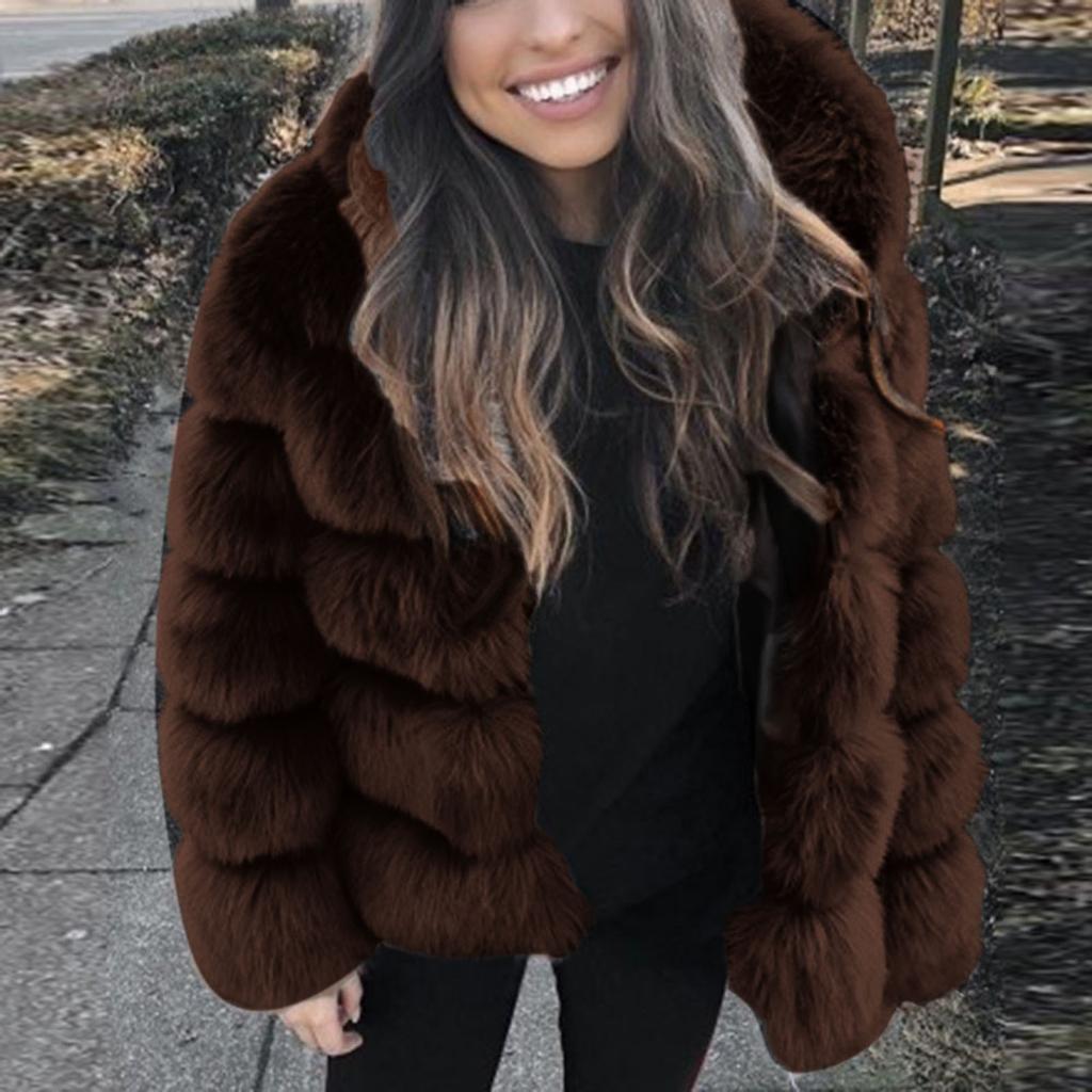 Women Faux Mink  Winter Hooded New Faux Jacket Warm Thick Outerwear Jacket