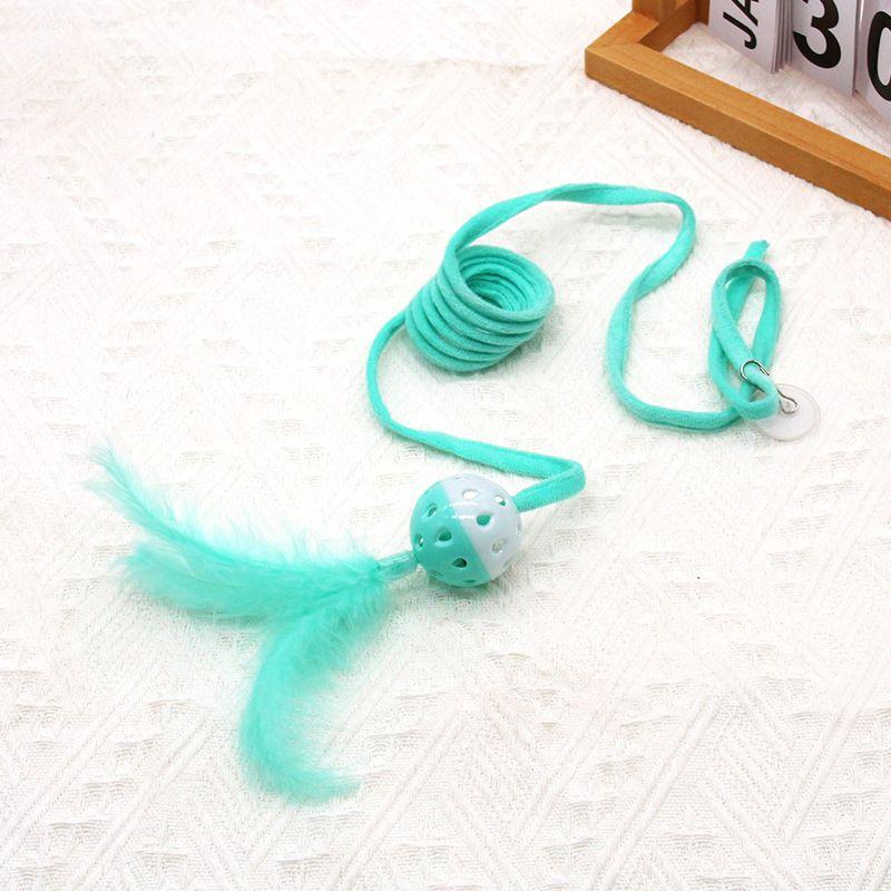 

Cat Toy Self-Hi Sucker Spring Rabbit Hair Ball Interactive Play Pet Products Factory In Stock Hanging swing-spherical light green