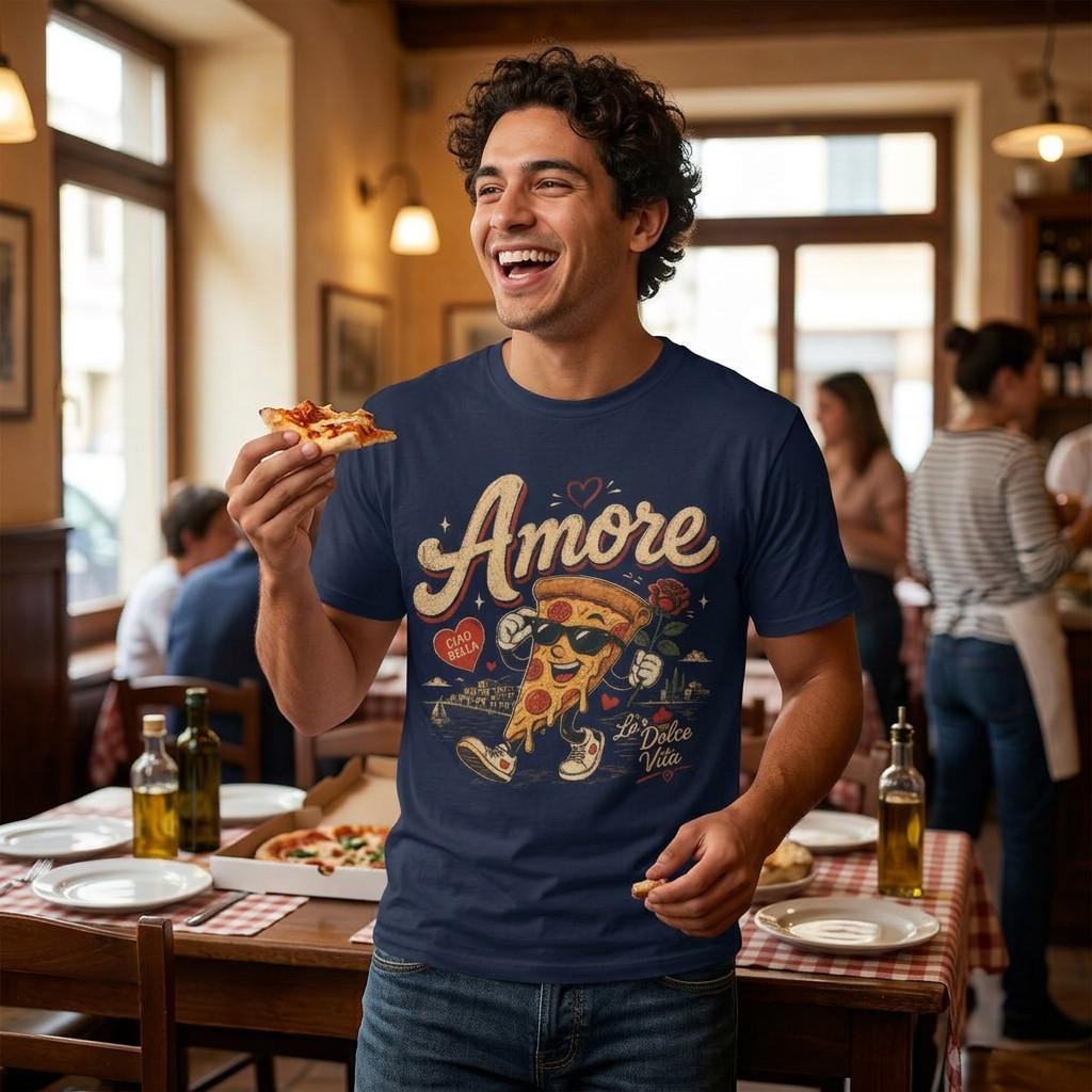 Amore Pizza SliceTee La Dolce Vita Gift Pizza Italian CIAO Unisex Graphic TShirt XXXL
