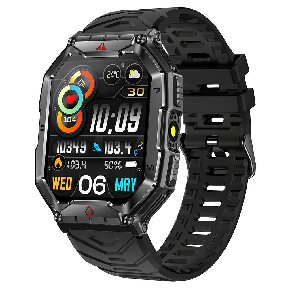 

KR82 Водонепроникний чоловічий наручний браслет-ліхтарик 2,1-дюймовий екран Розумний годинник для активного відпочинку Black