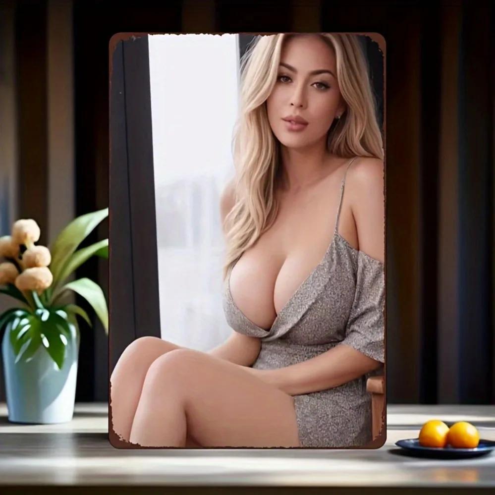 Brand Elegant Black&White Female Silhouette Metal Decor Panel 8x12/20x30 Inch Iron Sign for Restaurant Garden Cafe Bathroom