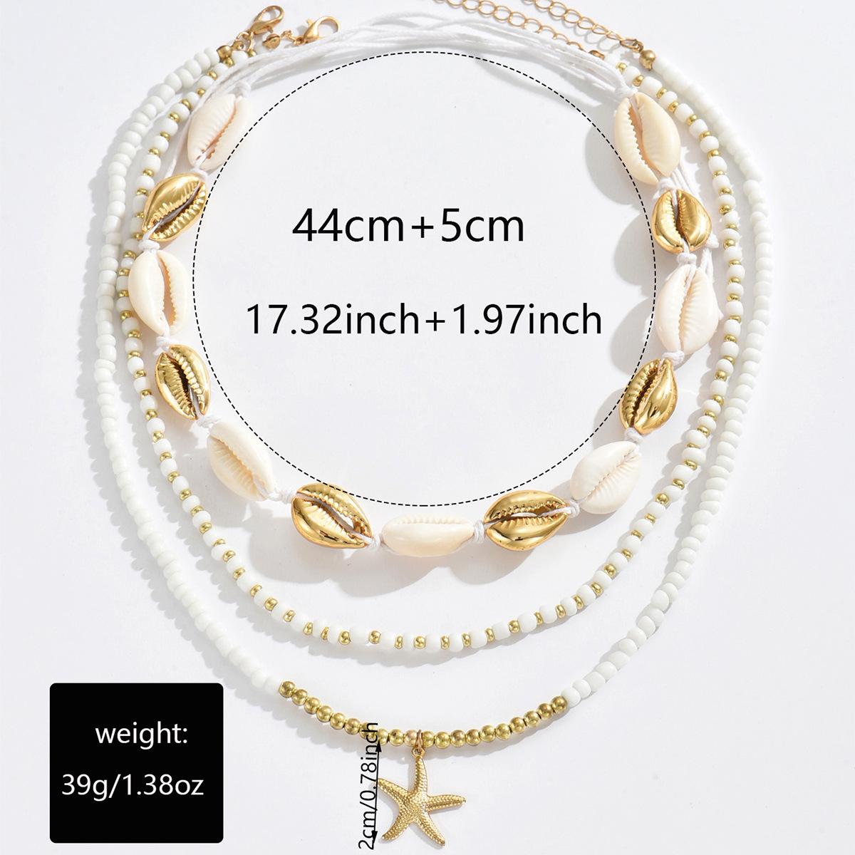 

Shell Necklace Set European and American Ocean Beach Wind Cover Chain Bohemian White Rice Bead Clavicle Chain