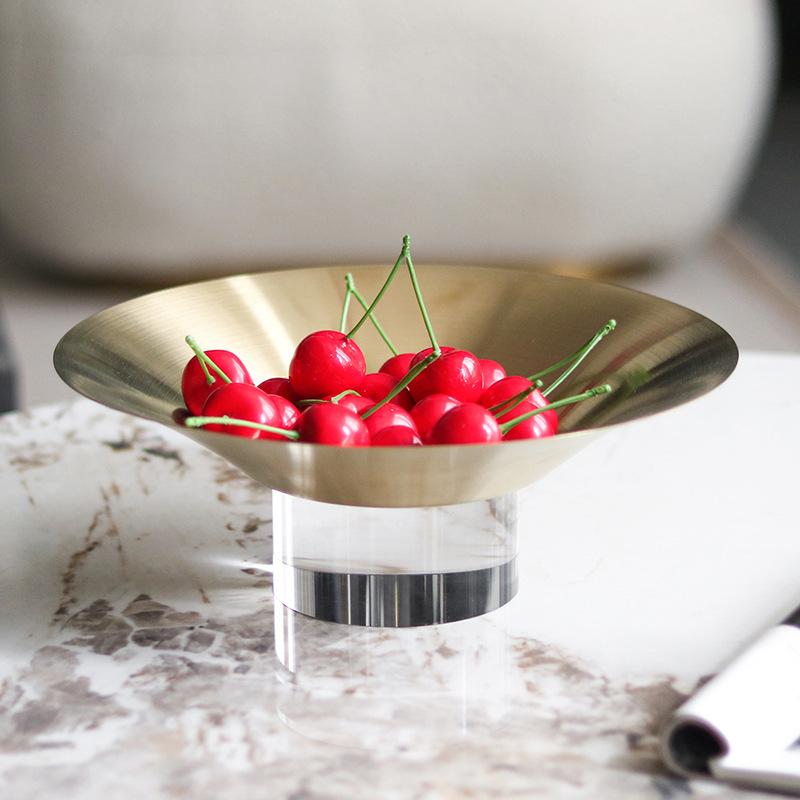 Round Fruit Platter High-legged Metal Pallet Fruit Tray Snack Bowl Desktop Storage Container Home Decoration Accessories