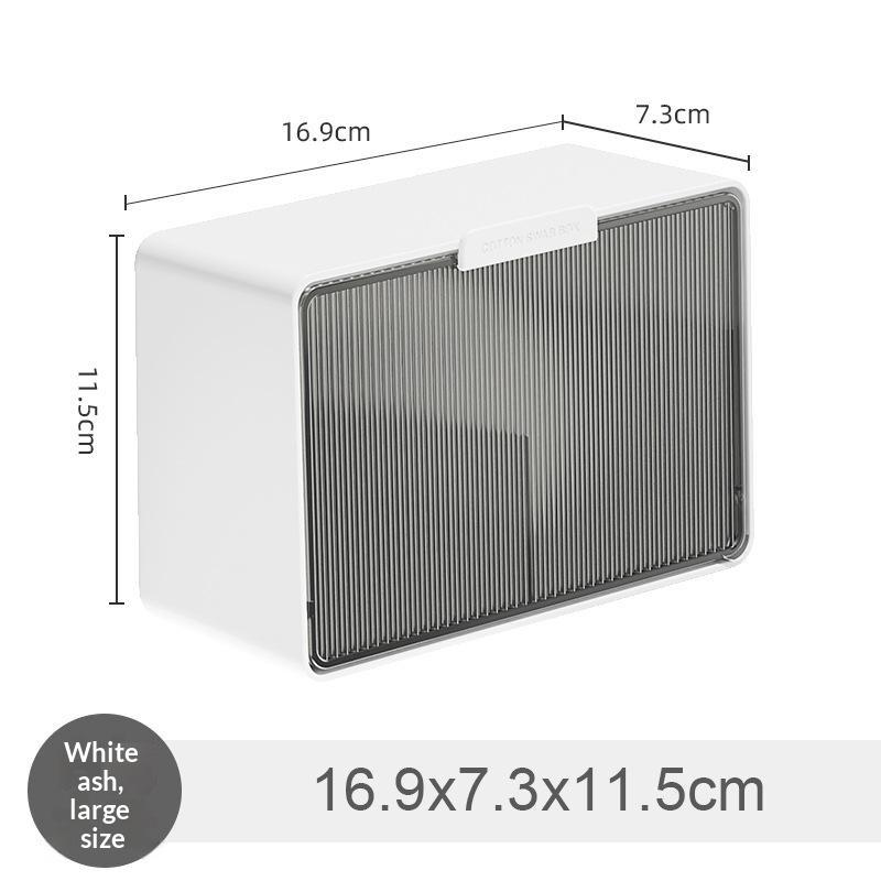 Punch Free Cotton Swab Storage Box Bathroom Wall Mounted Flip Cover Makeup Cotton Box Hair Clips Hair Ring Small Item Organizer