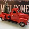 Truck Miniature Vintage Chic Metal Eye-catching Christmas Red Truck Decor for Home