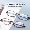 Mini Portable Folding Reading Glasses  Women Anti-Blue Light Temples Eyeglass with Case Belt Clip Presbyopic Glasses
