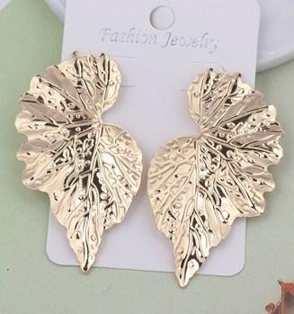 Fashion Geometric Gold Color Ginkgo Biloba Leaf Shape Drop Earring Creative Personality Simple Punk Woman Dangle Earring Jewelry