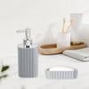 6Pcs Modern Bathroom Storage Set Includes Toothbrush Holder Hydraulic Liquid Dispenser Bottle Trash Can Cup Set
