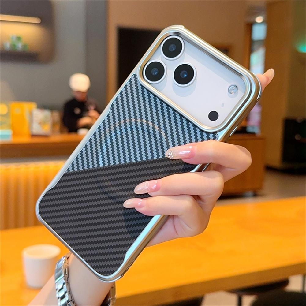 

Carbon Fiber Pattern Magnetic Case For iPhone 17 16 15 Pro Max Plus Air For Magsafe Business Shockproof Retro Lines Cover iPhone17 Pro Max