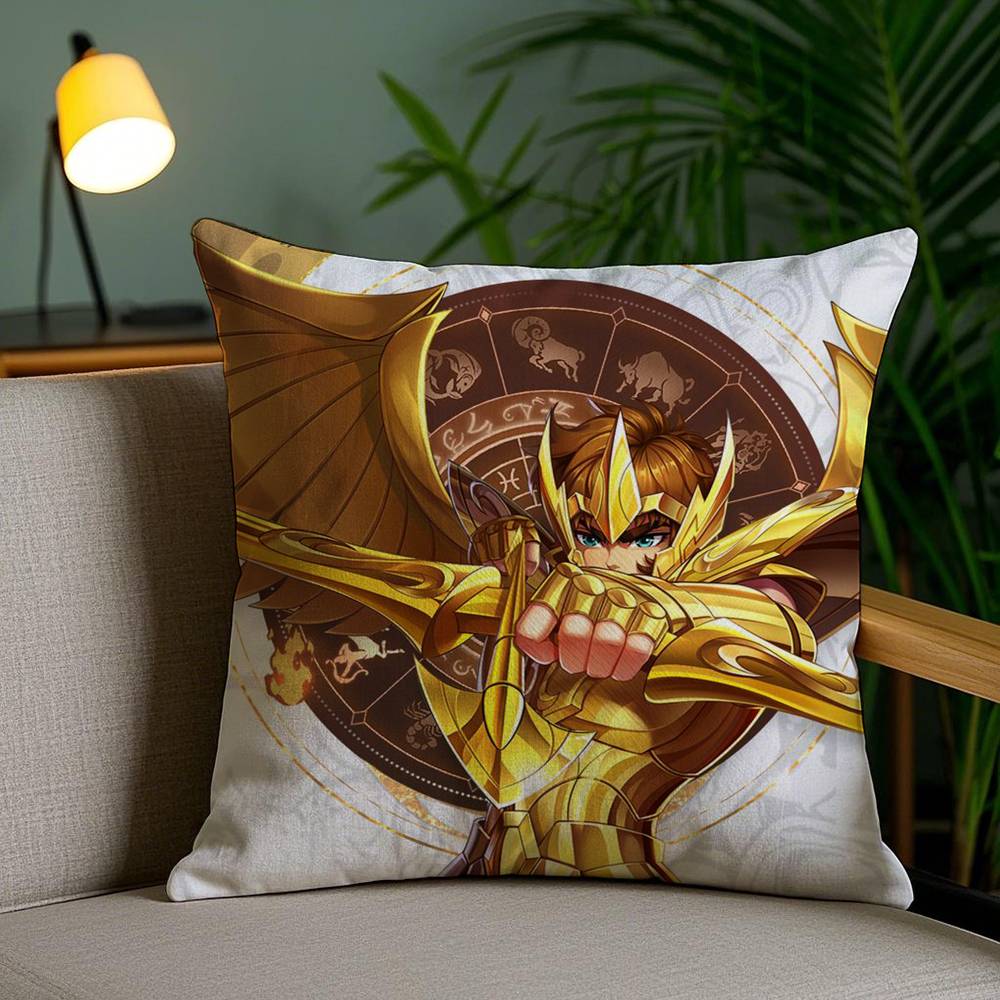 Animation 12 Gold S-Saint S-Seiya Pillow Case Home Dorm Chair Back Short Plush Double-sided Printing Office Cushion Cover